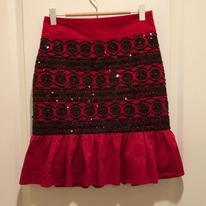 NEVER WORN Anthropologie Sequin Mini Skirt with Ruffle bottom